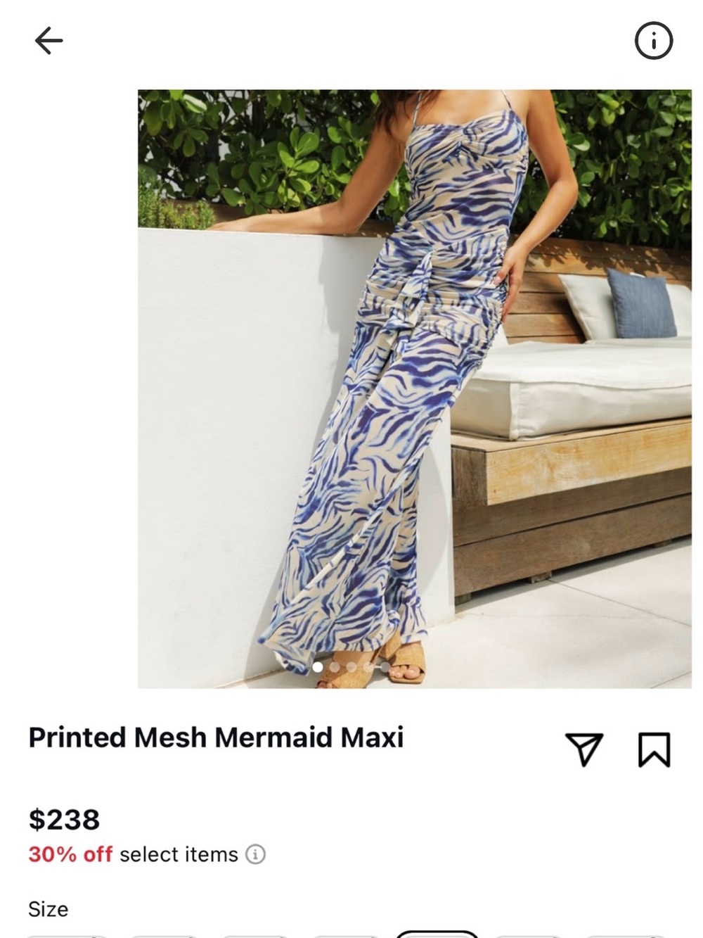 Nightcap Strappy Abstract Zebra-Print Maxi Dress in Blue and Cream